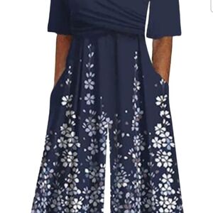 Navy Floral Jumpsuit